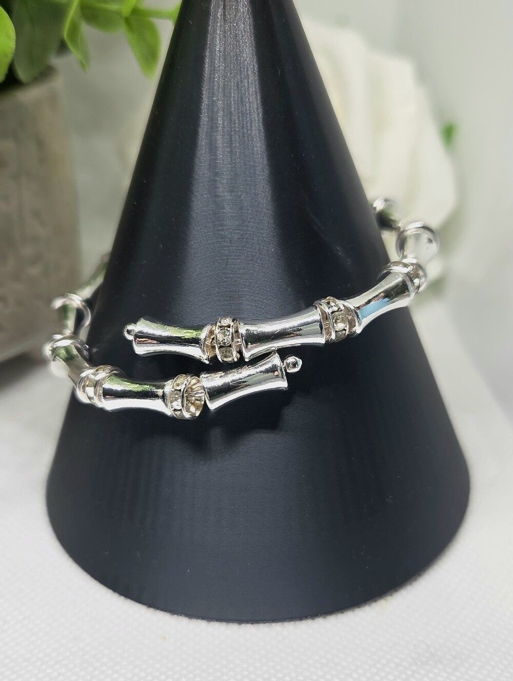 BP Silver Bamboo Link Wrap Bracelet